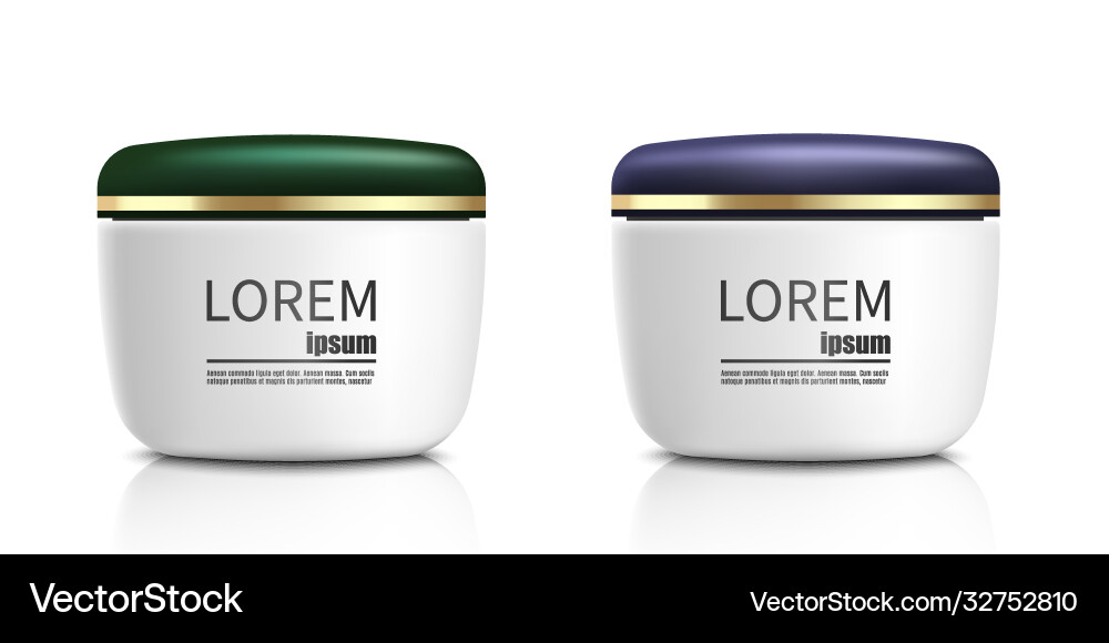 Realistic cream jar set with text template Vector Image