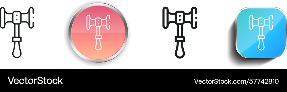 Reflex hammer icon thin linear regular and button Vector Image