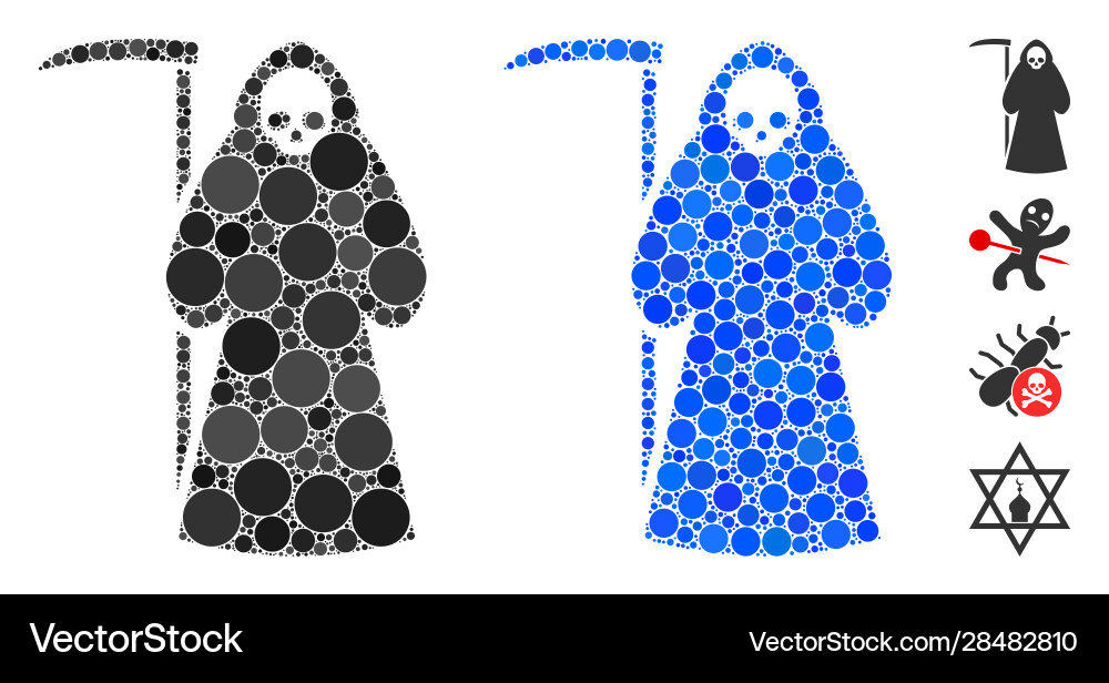 Scytheman composition icon circle dots Scytheman composition icon circle dots Vector Image