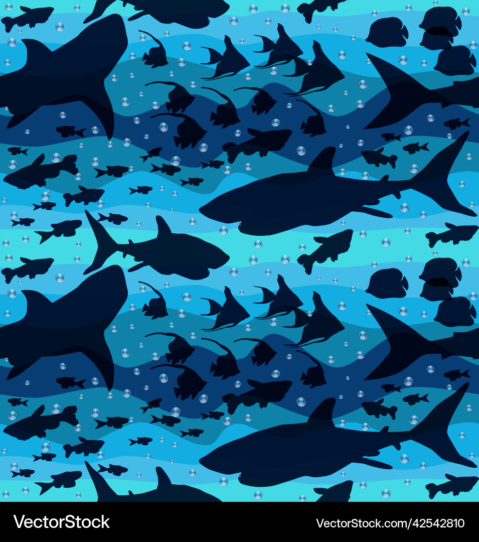 Seamless pattern underwater background with shark Seamless pattern underwater background with shark Vector Image