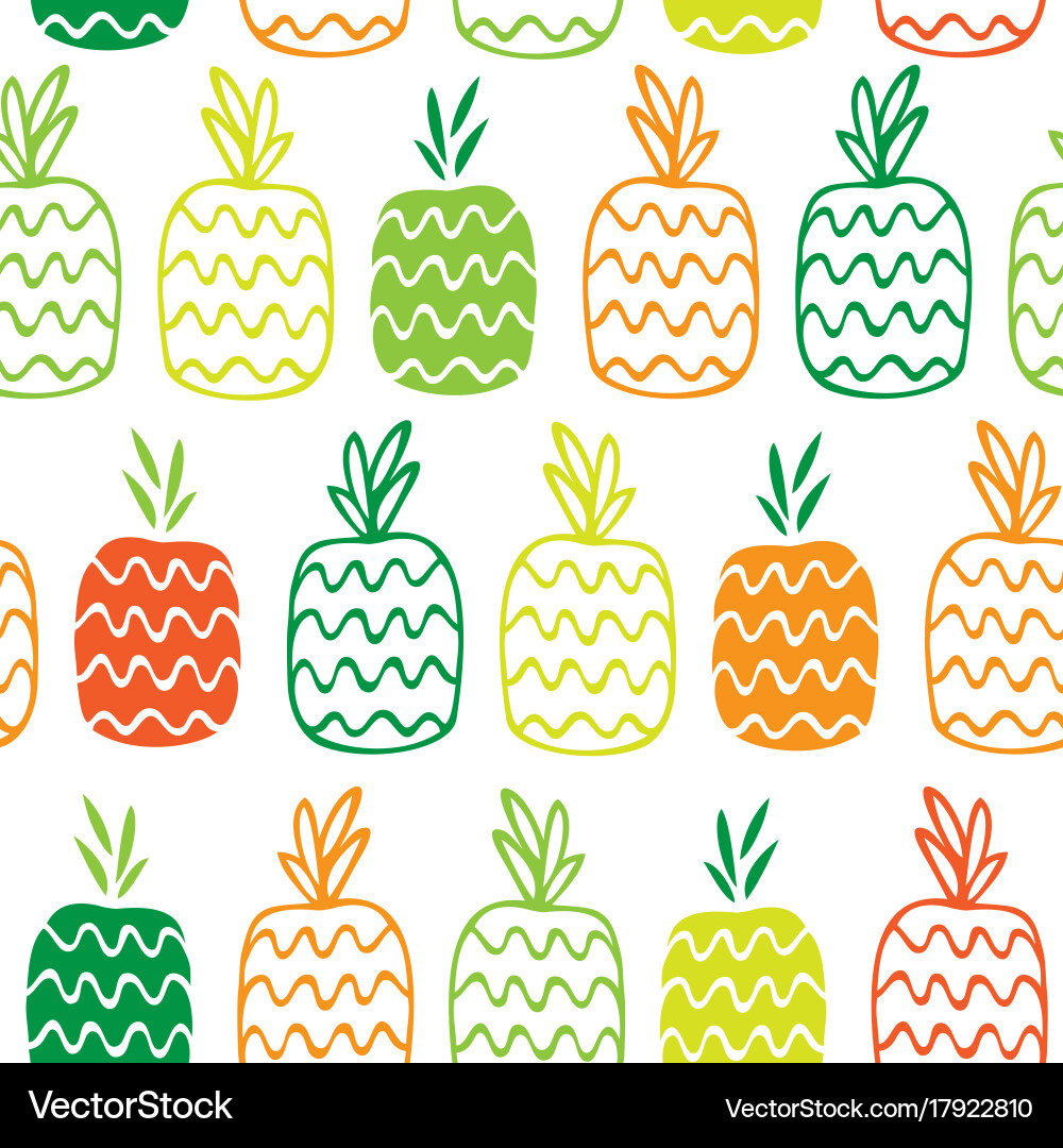 Seamless pattern with contour pineapples Vector Image