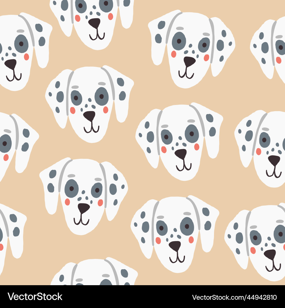 Seamless pattern with dalmatian dog faces Seamless pattern with dalmatian dog faces vector image