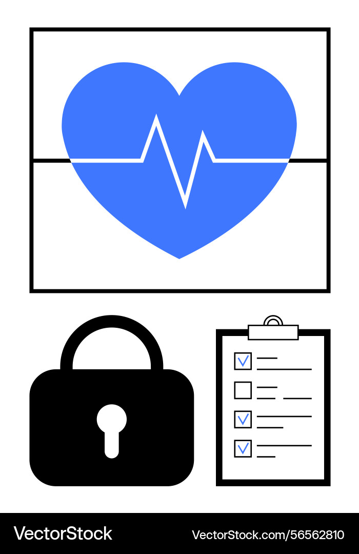 Secure healthcare data concept with heart lock Secure healthcare data concept with heart lock vector image