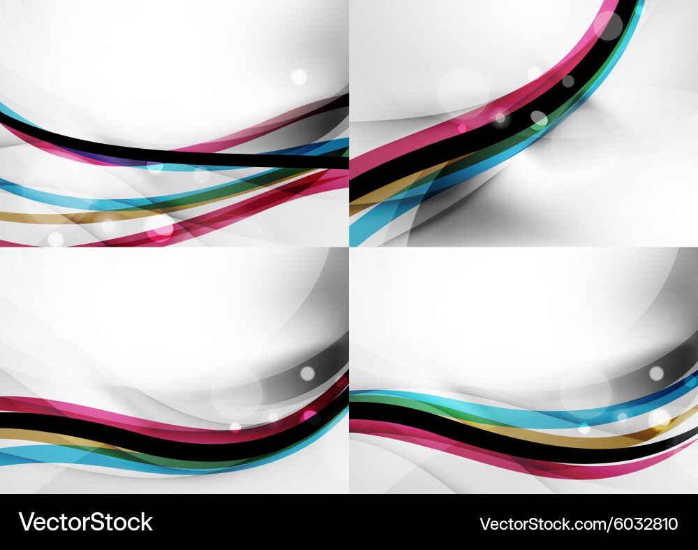 Set abstract backgrounds curve wave lines vector image