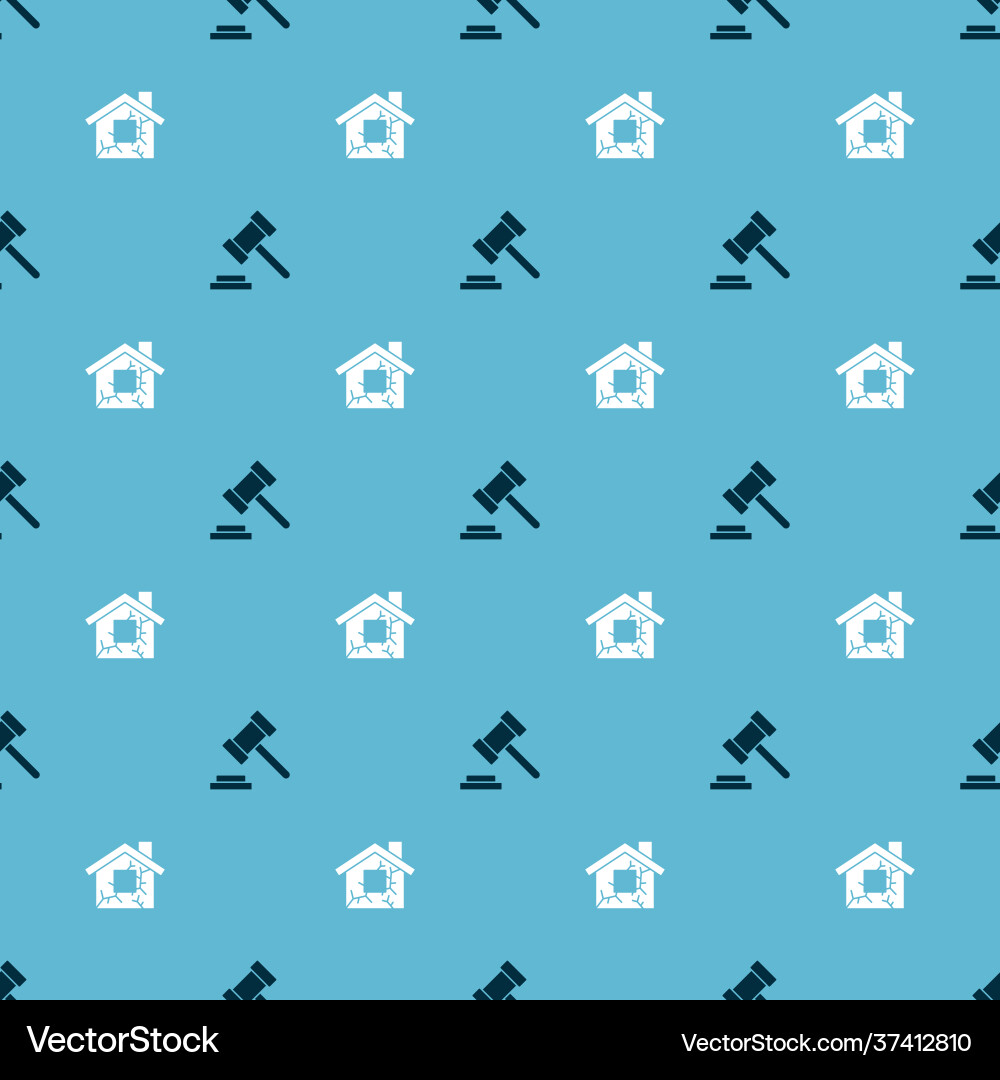 Set judge gavel and house on seamless pattern Set judge gavel and house on seamless pattern vector image