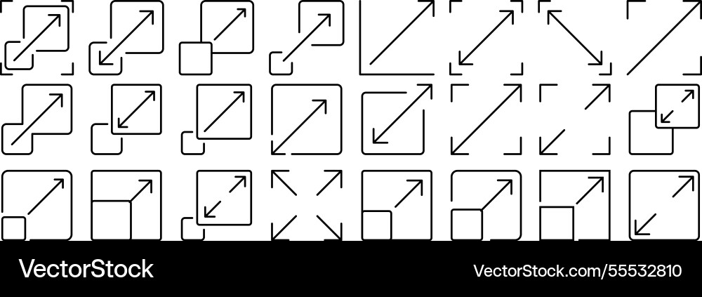 Set of scalable icon scalability system line art Set of scalable icon scalability system line art vector image