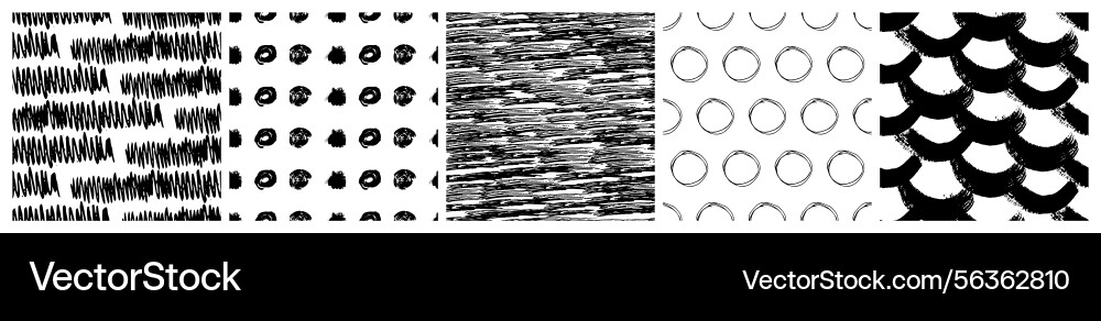 Set of seamless patterns with scribble smears Set of seamless patterns with scribble smears vector image