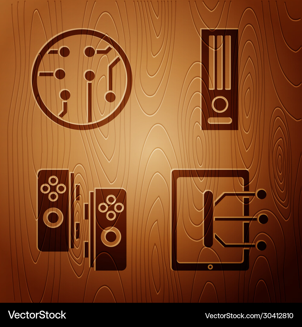 Set tablet processor gamepad and video game Set tablet processor gamepad and video game vector image