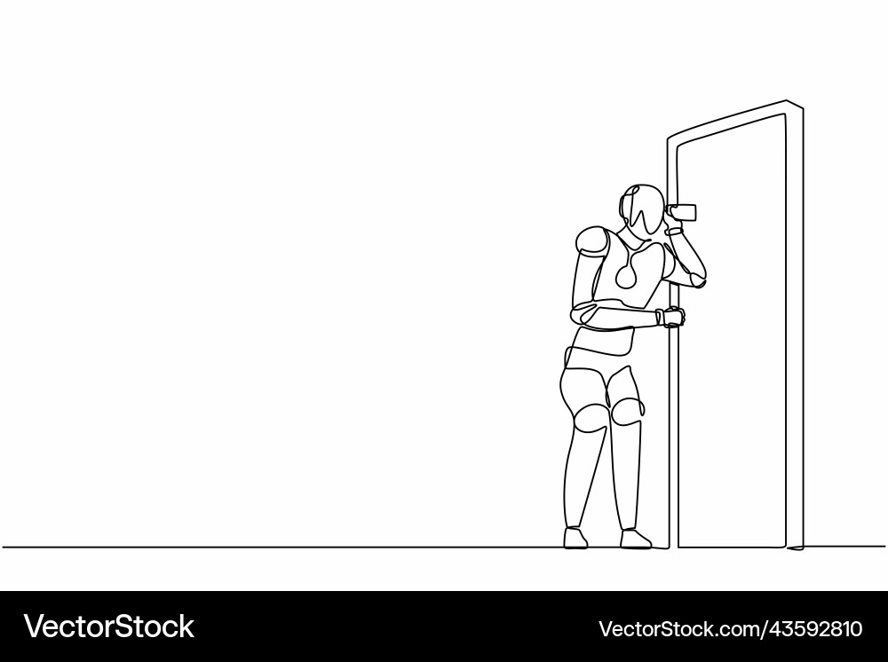 Single continuous line drawing robot Single continuous line drawing robot vector image