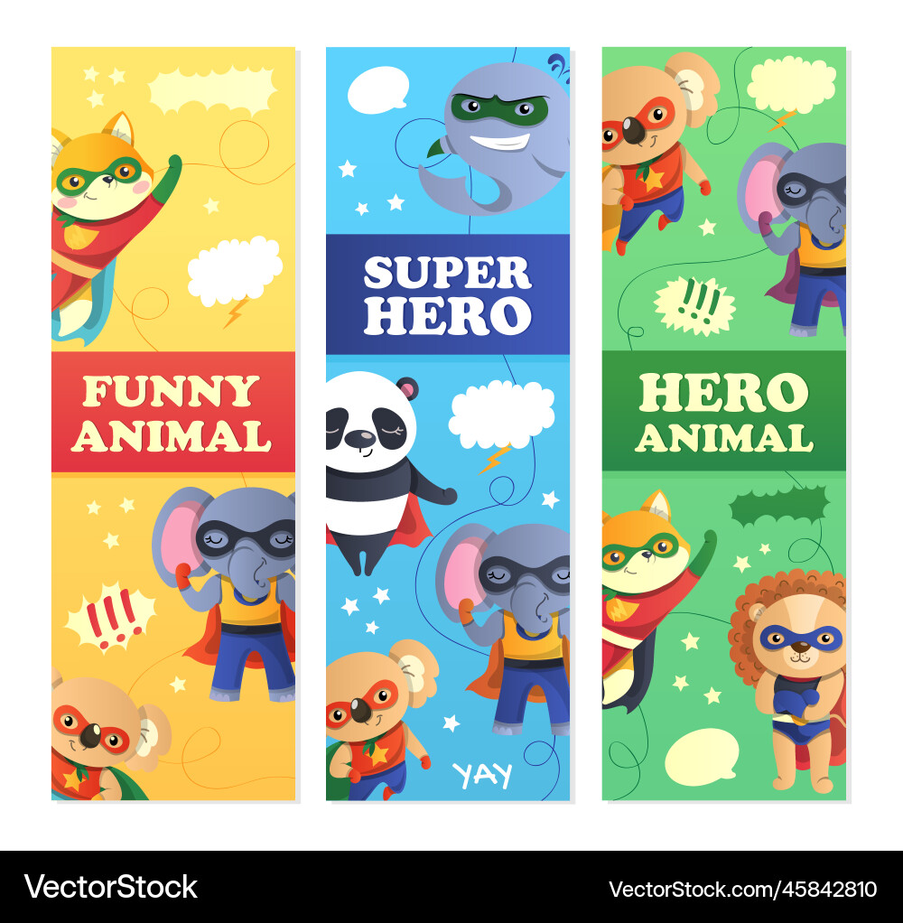 Superhero Animal Banner Set Vector Image