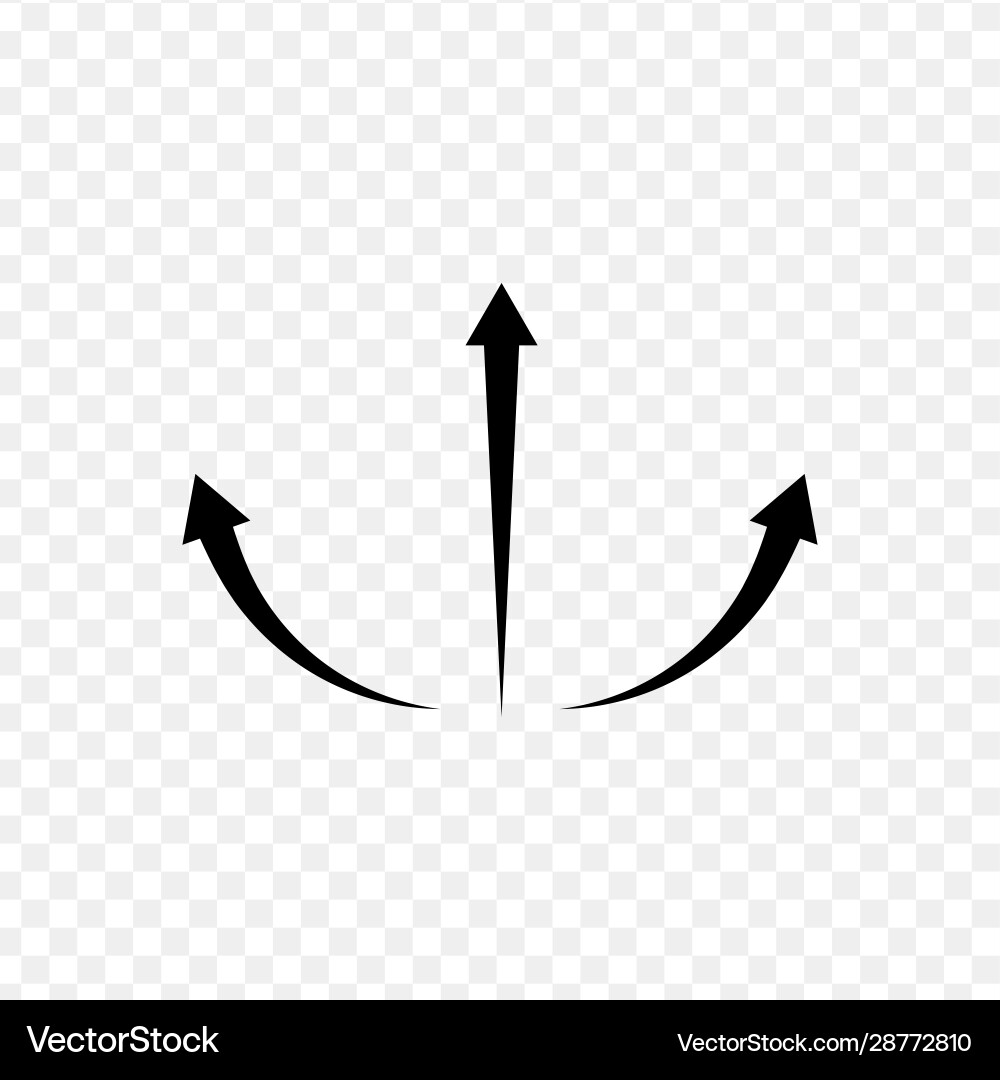 Three arrows pointer black web icon flat on white Three arrows pointer black web icon flat on white vector image