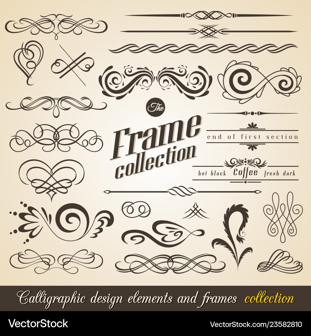 Vintage Calligraphic Frames & Elements Vector Image