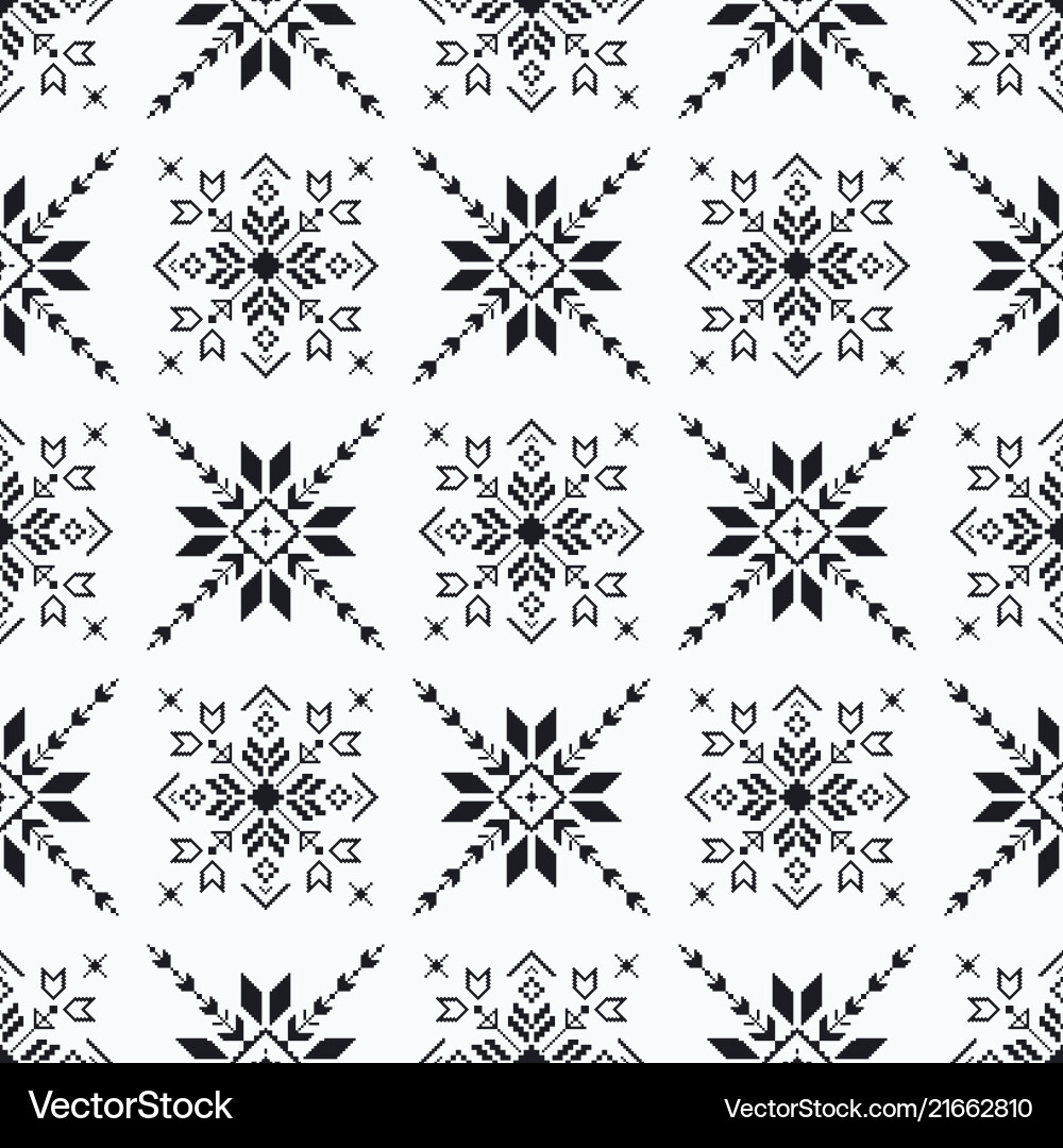 Winter Nordic Snowflake Pattern vector image