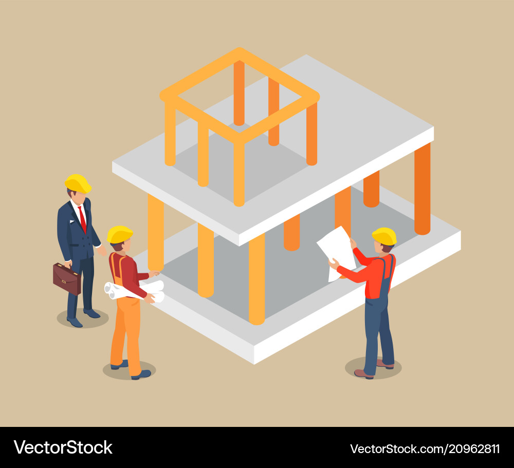 Architecture project planing process color card Architecture project planing process color card vector image