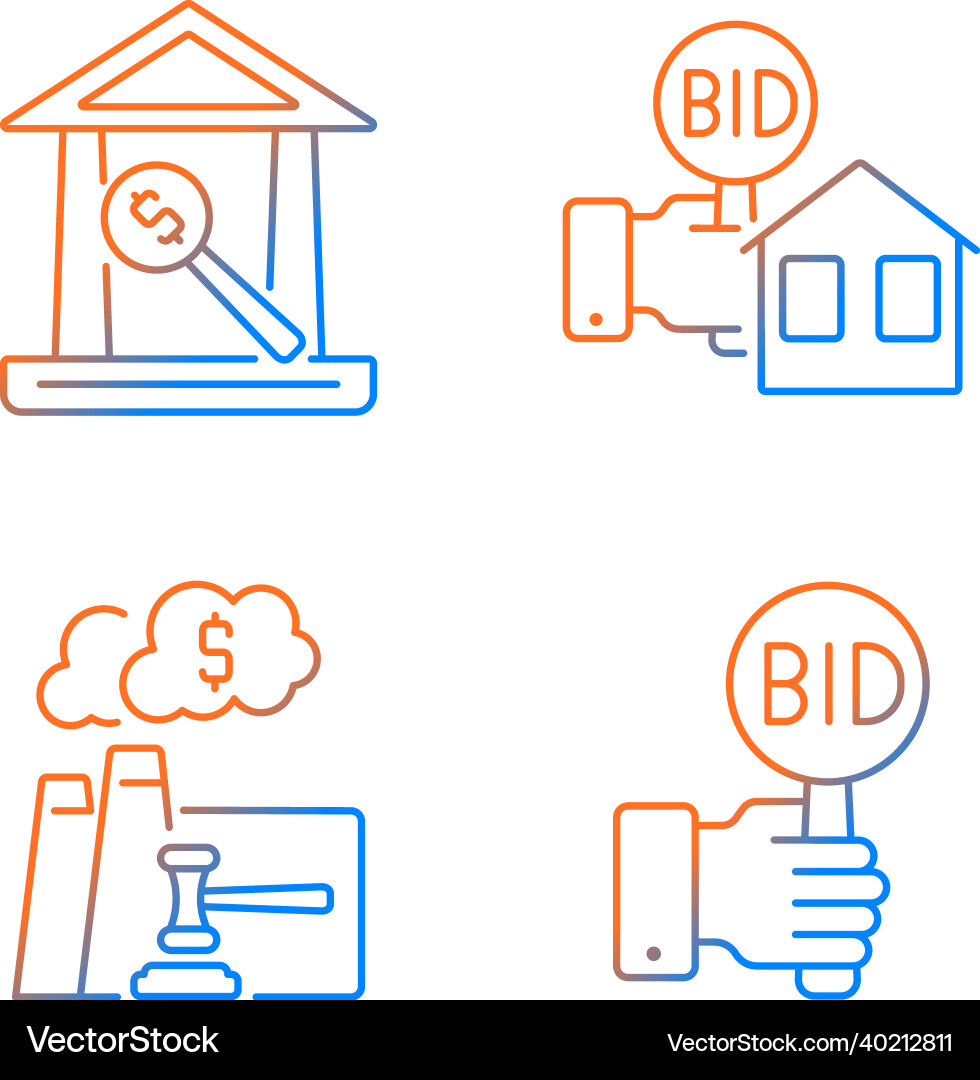 Bargaining for property gradient linear icons set Vector Image