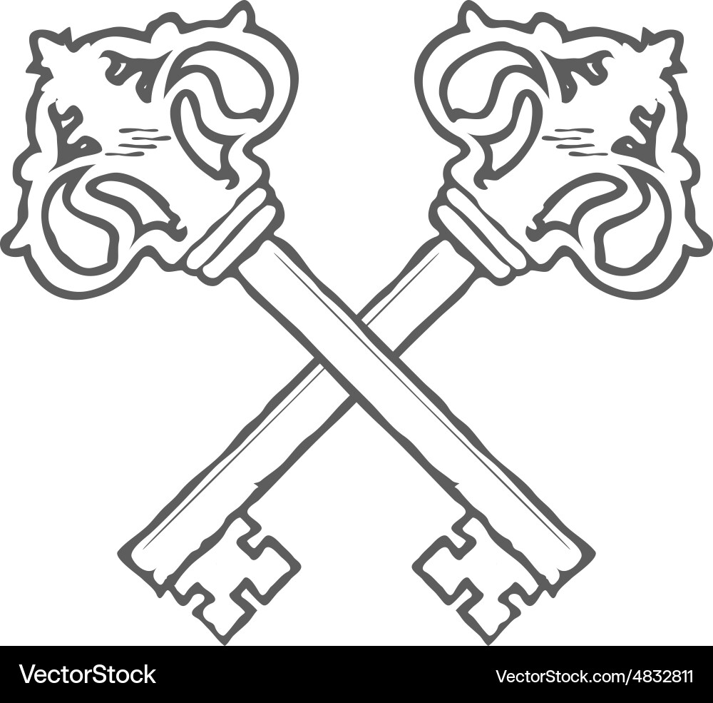 Crossed hand drawn keys design element vector image
