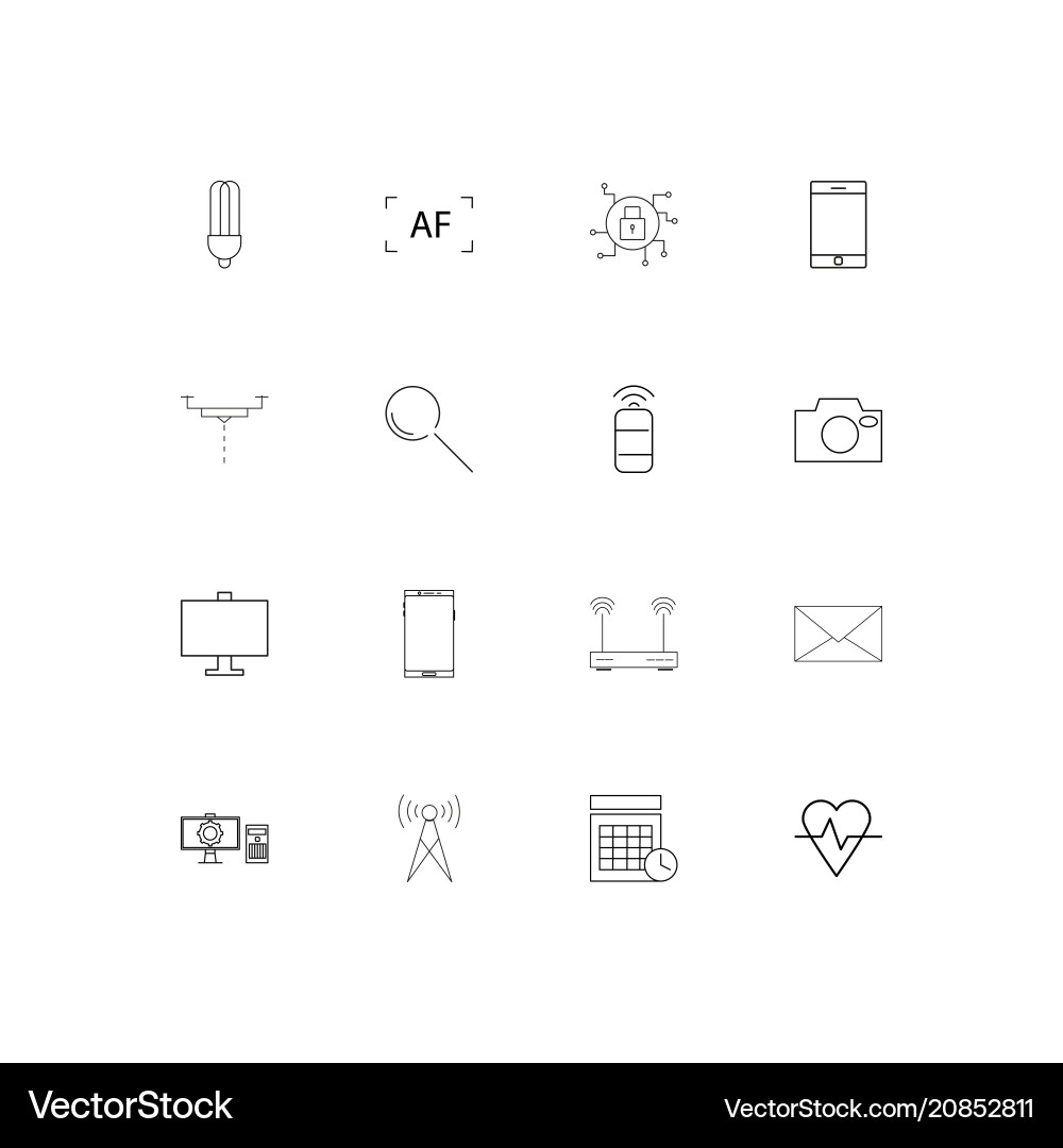 Devices linear thin icons set outlined simple Devices linear thin icons set outlined simple vector image