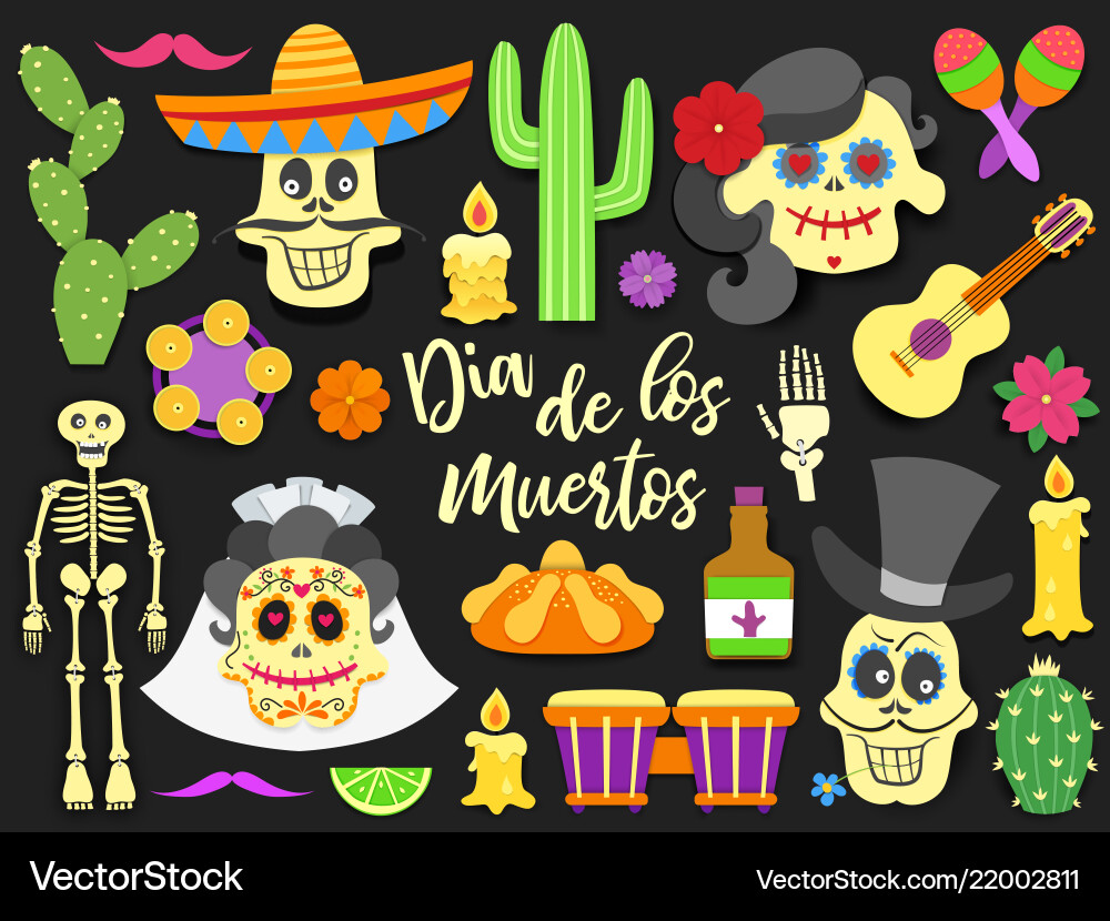 Dia de los muertos day of the dead traditional Dia de los muertos day of the dead traditional vector image