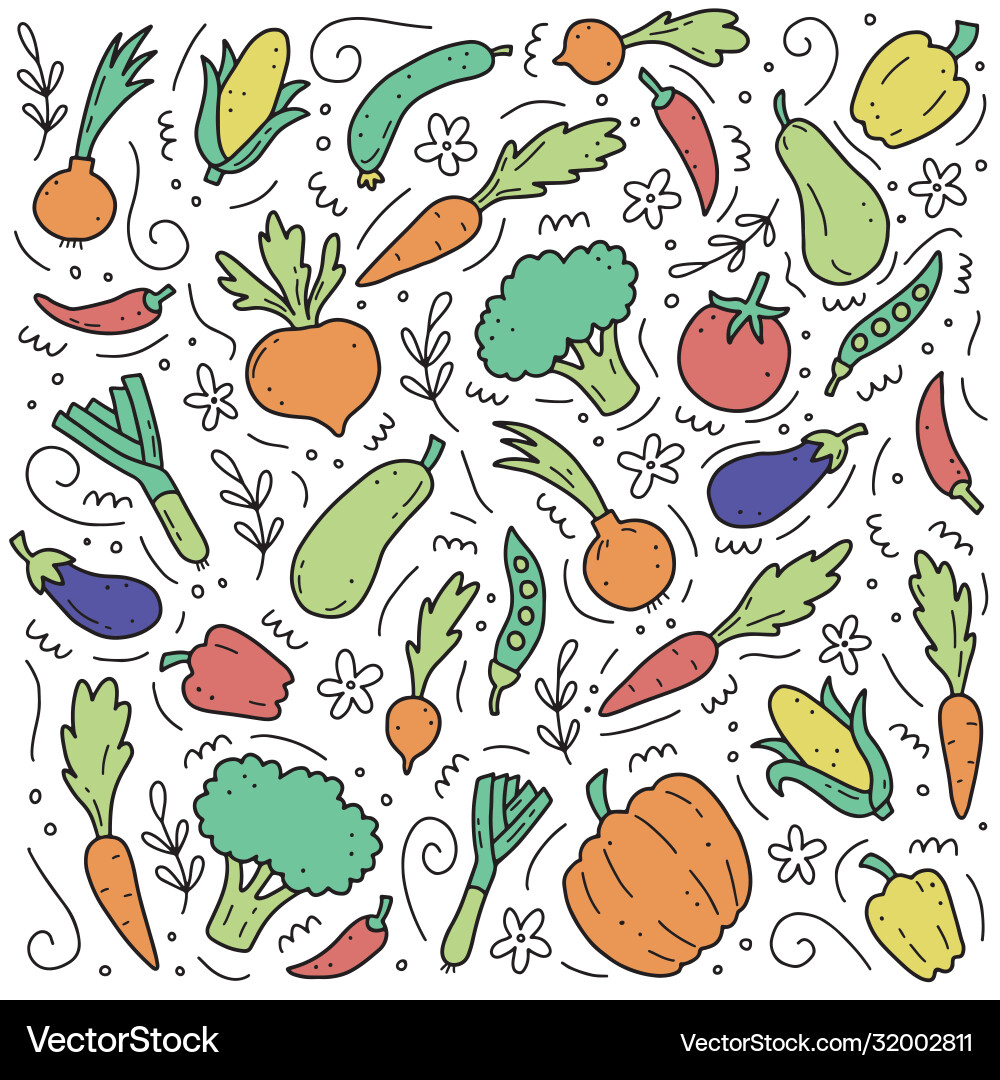 Hand drawn set vegetables Hand drawn set vegetables vector image