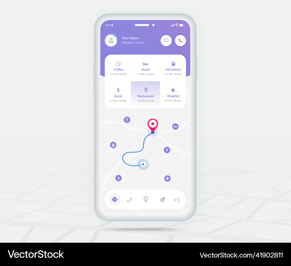 Karte gps Navigation App ux ui concept mobile Karte gps Navigation App ux ui concept mobile vektorbild