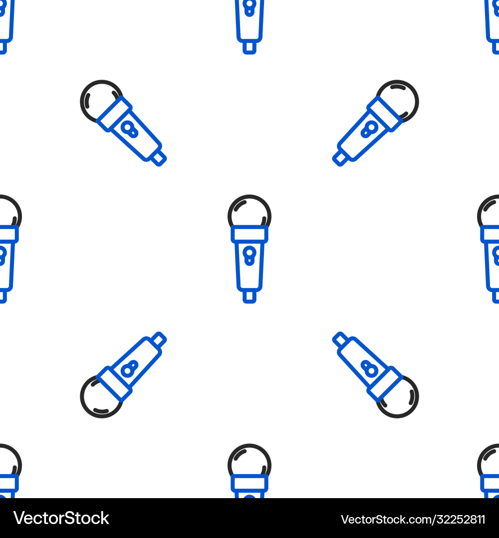 Line microphone icon isolated seamless pattern Vector Image