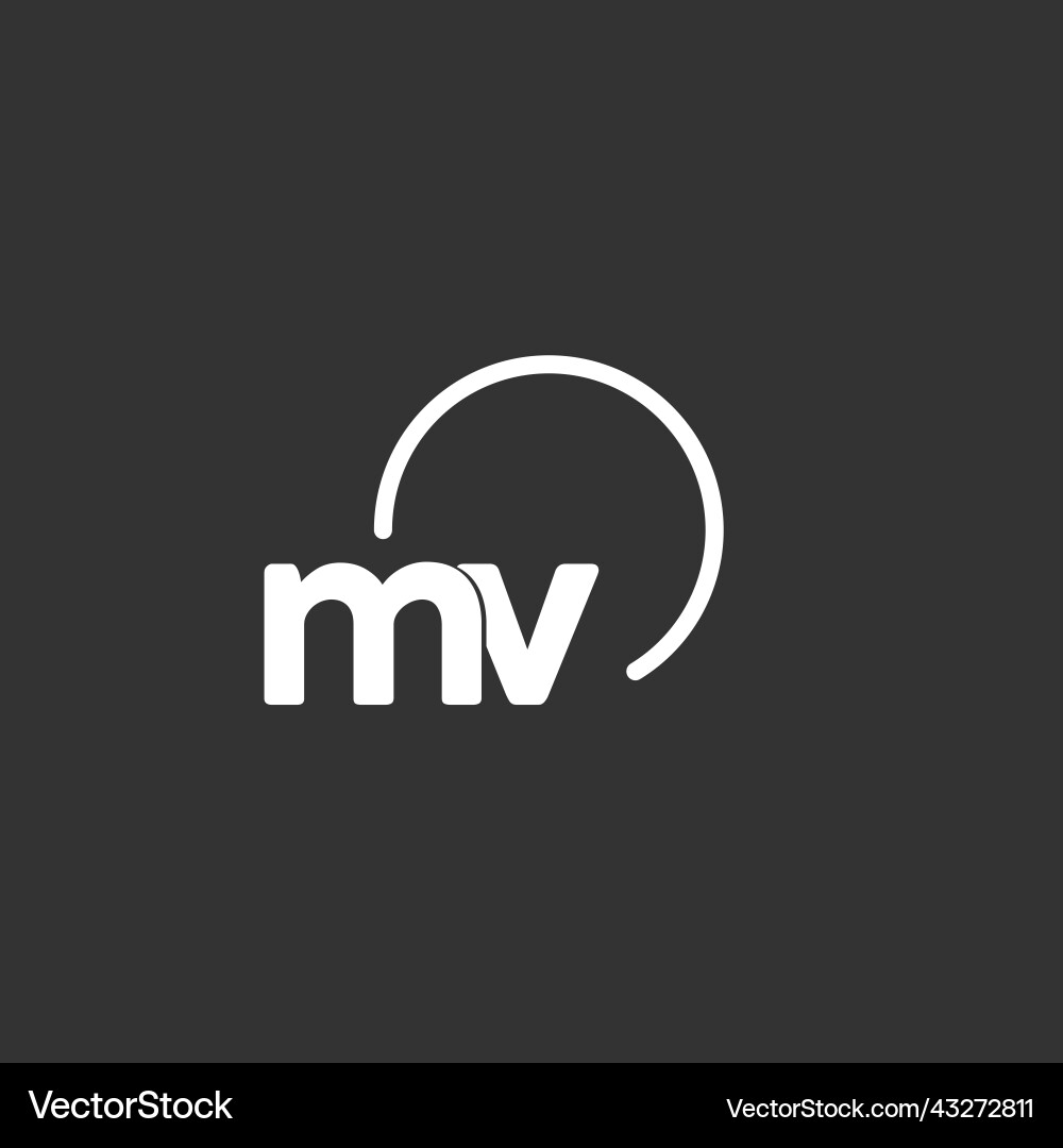 Mv initial logo with rounded circle Mv initial logo with rounded circle Vector Image