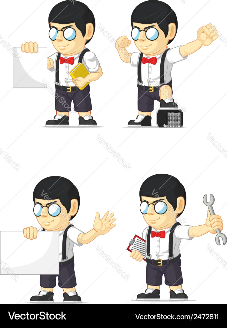 Nerd boy customizable mascot 18 vector image