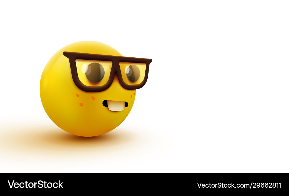 Nerd face emoji clever emoticon with glasses vector image