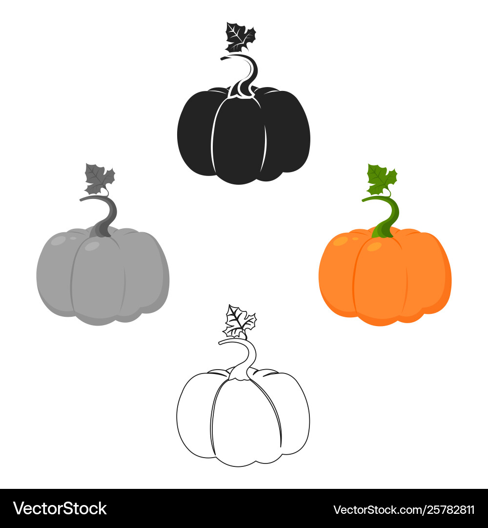 Pumpkin icon cartoonblack single plant from Pumpkin icon cartoonblack single plant from vector image