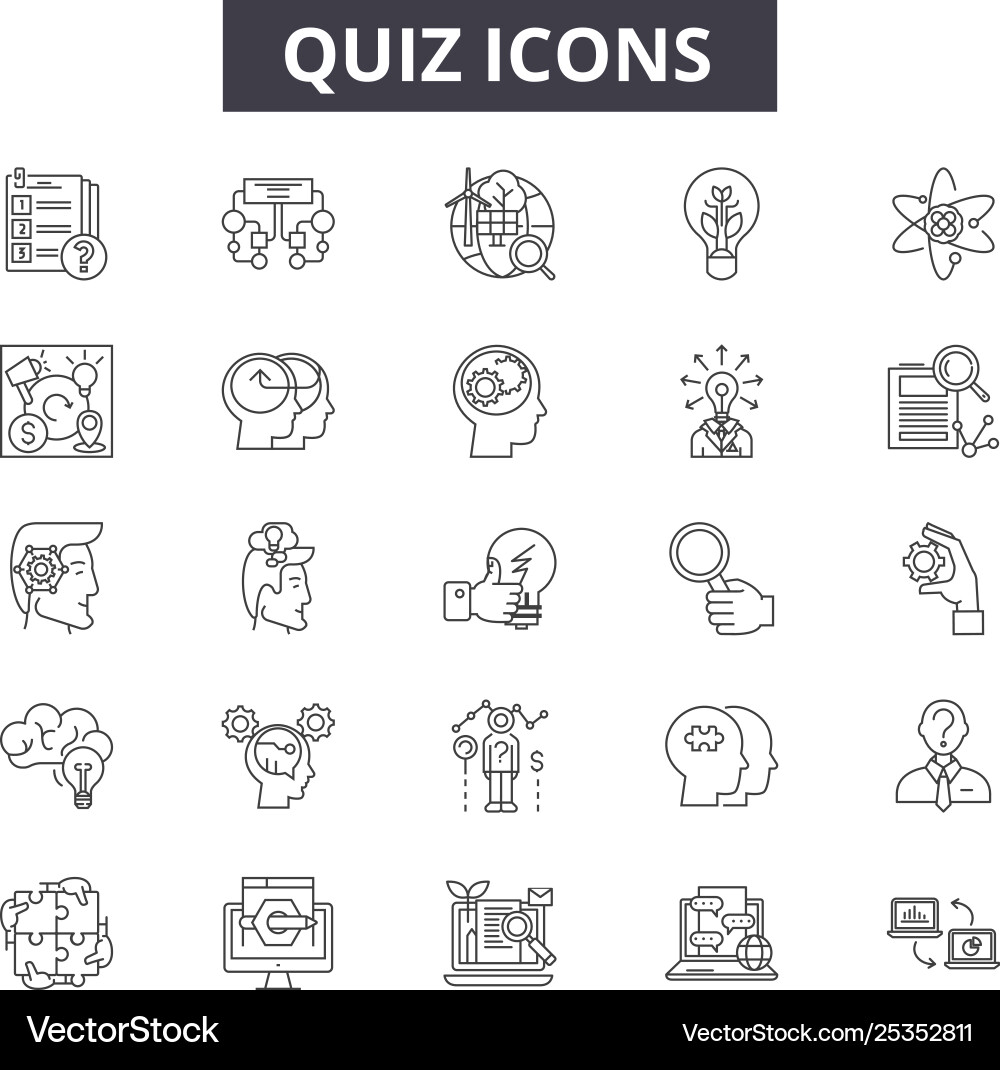 Quiz line icons signs set linear concept Quiz line icons signs set linear concept vector image