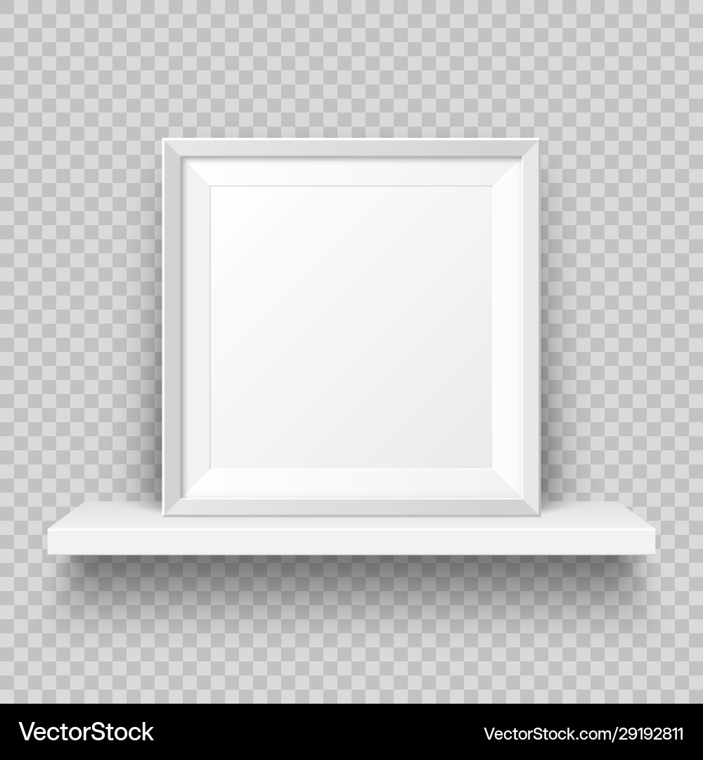 Realistic wall shelf with empty picture frame Realistic wall shelf with empty picture frame vector image