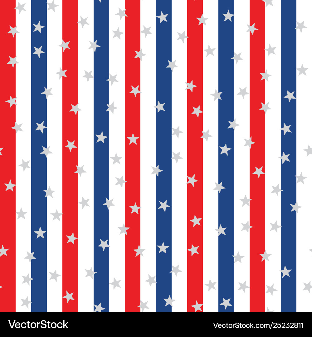Seamless pattern with blue red lines and stars vector image