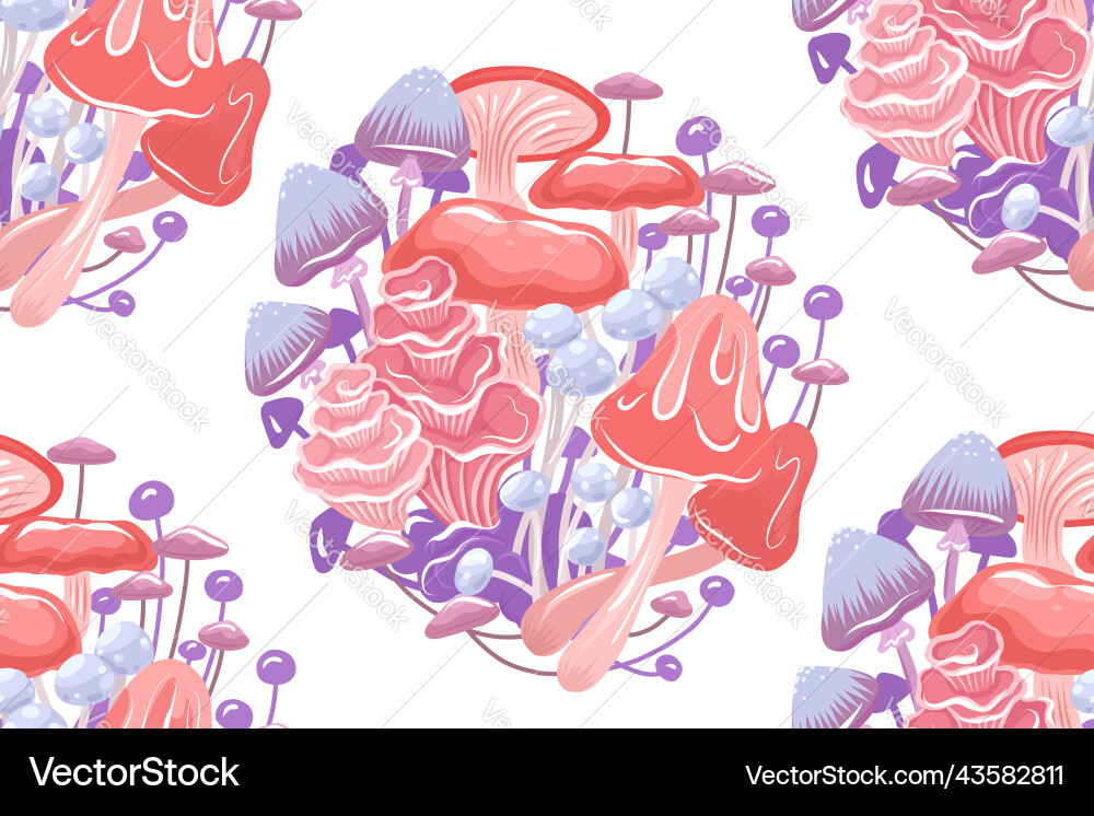 Seamless pattern with psychedelic mushrooms Seamless pattern with psychedelic mushrooms vector image
