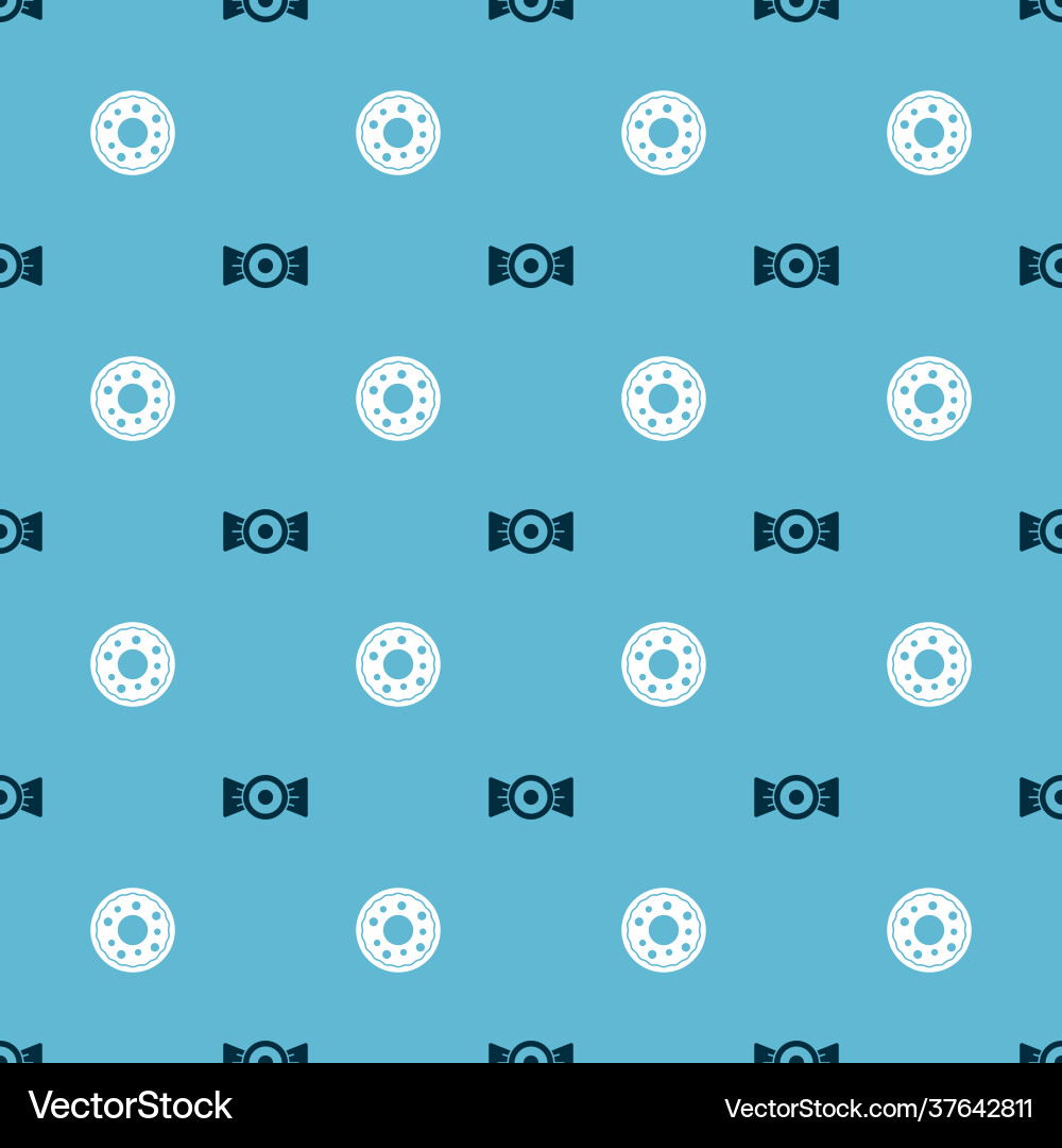 Set candy and donut on seamless pattern Vector Image