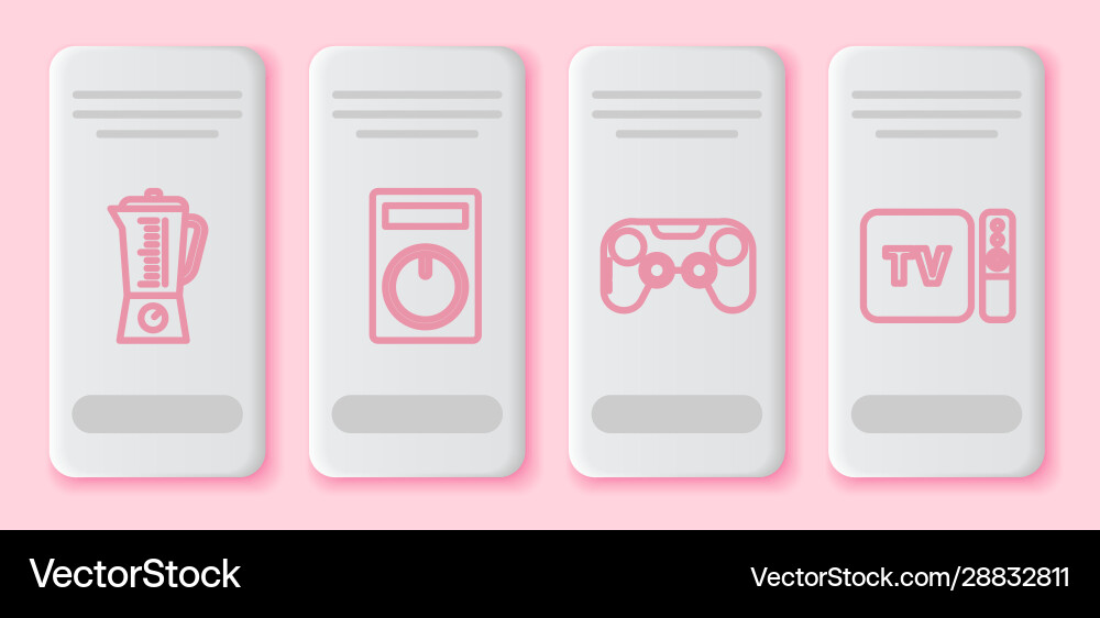 Set line blender remote control gamepad and tv Set line blender remote control gamepad and tv vector image