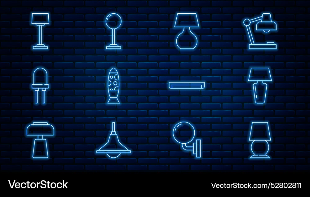 Set line table lamp floor light emitting diode Vector Image