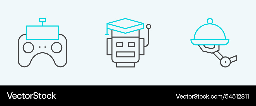 Set line waiter robot remote control Set line waiter robot remote control vector image