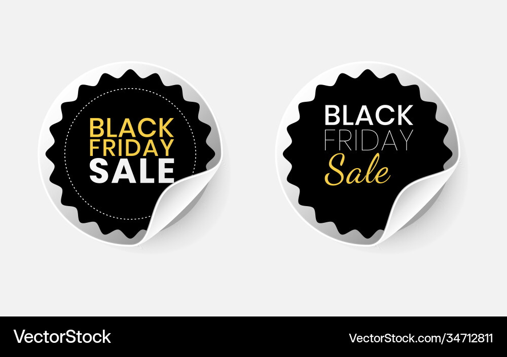 Set realistic black friday sale stickers Set realistic black friday sale stickers vector image
