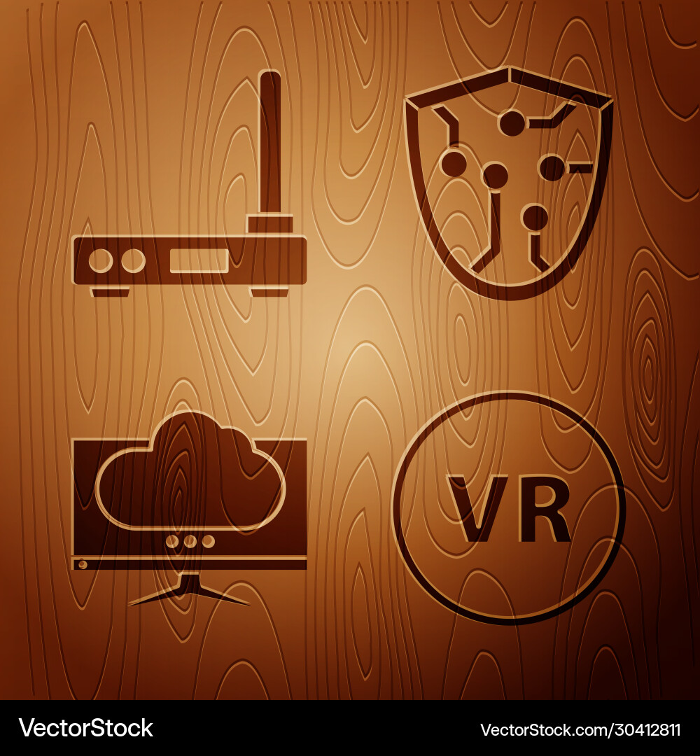 Set virtual reality router and wi-fi signal Set virtual reality router and wi-fi signal vector image