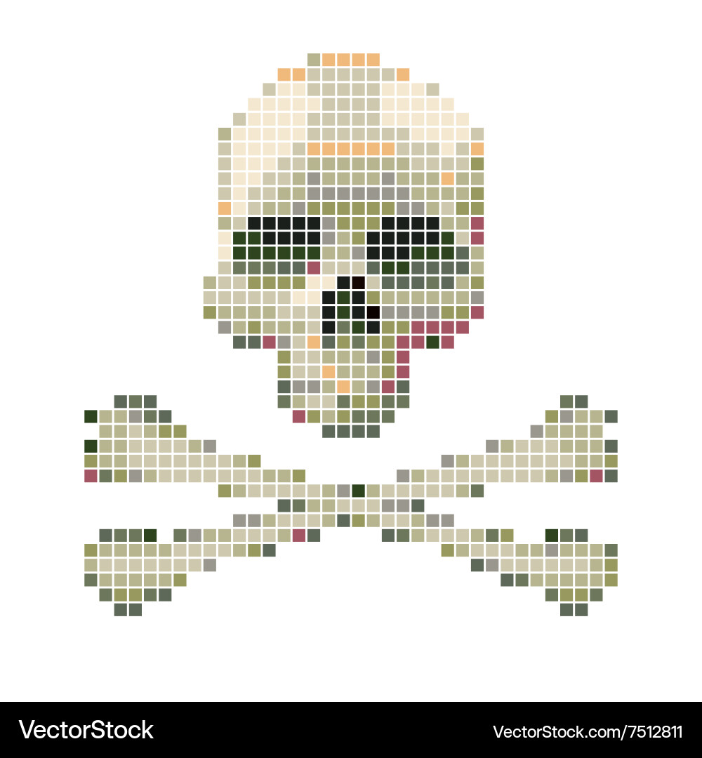 Skull and crossbones collected from pixels vector image