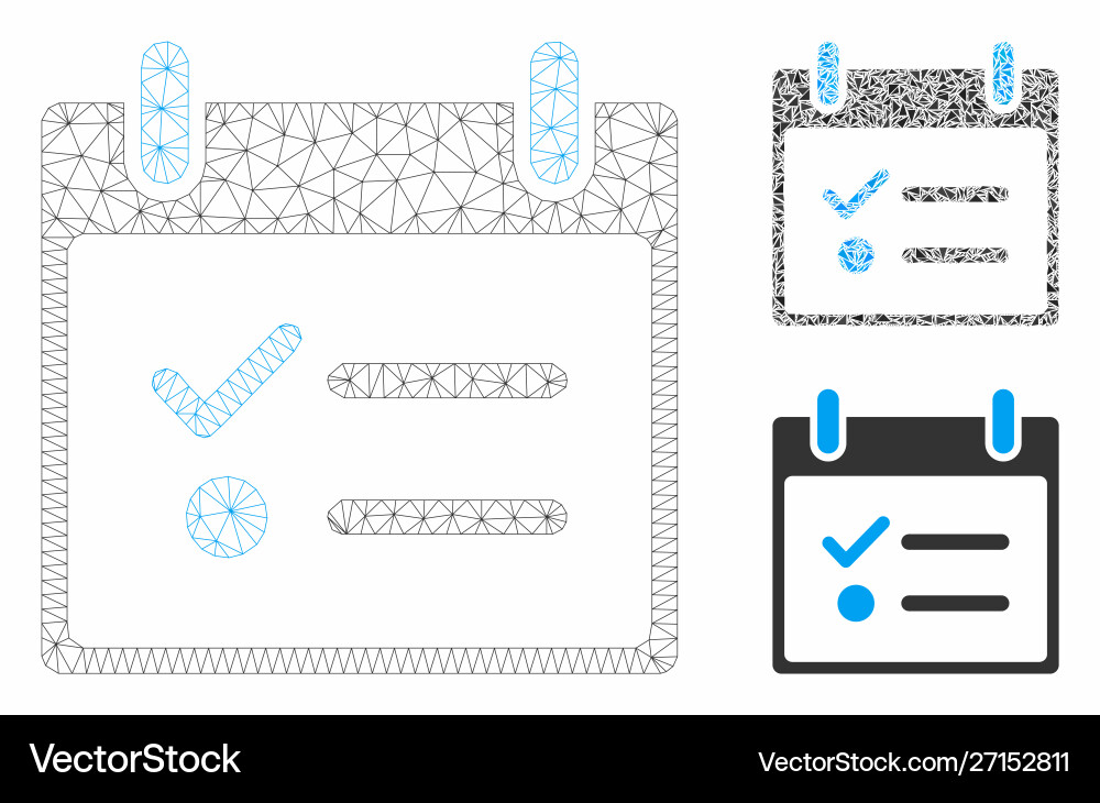 Todo list calendar day mesh carcass model vector image