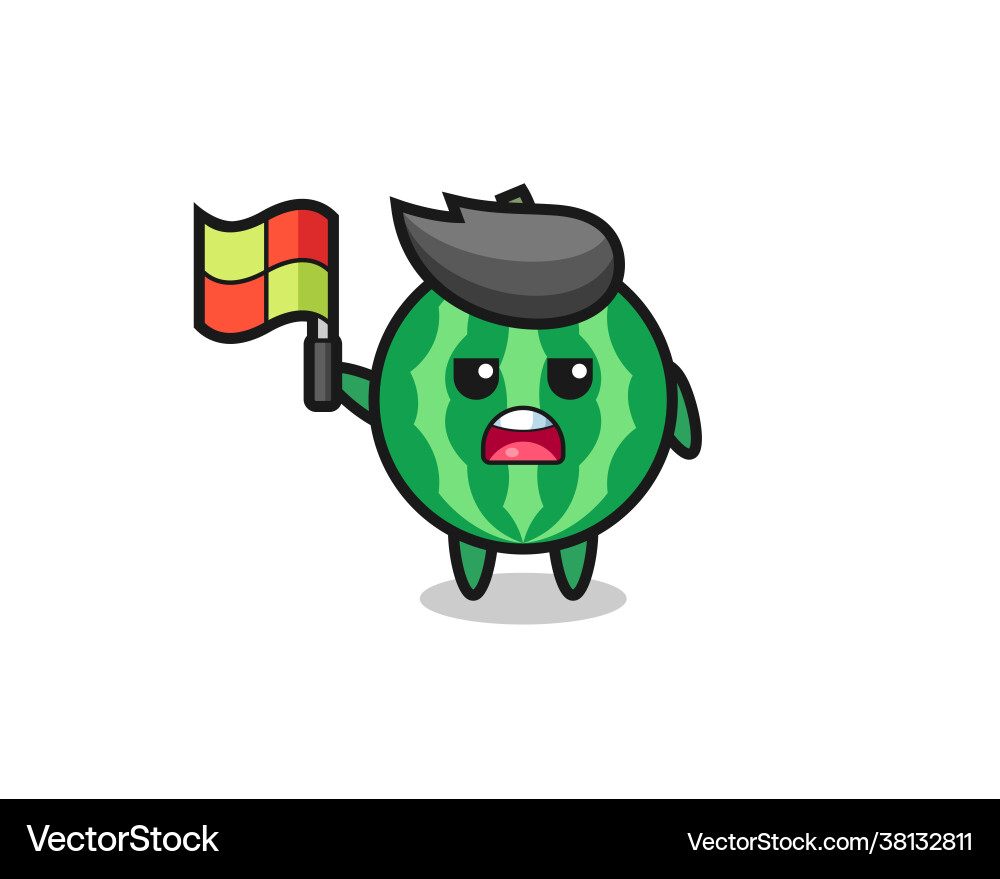 Watermelon character as line judge putting Watermelon character as line judge putting Vector Image