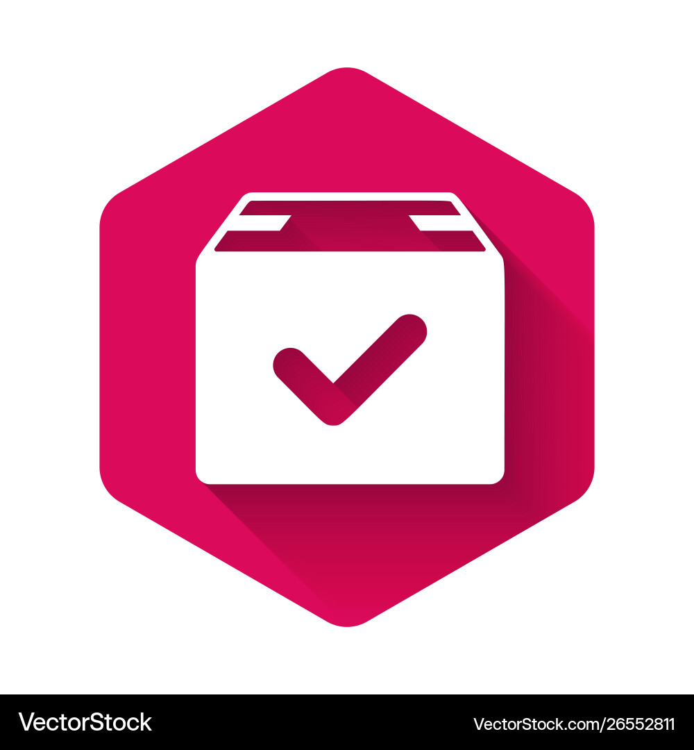 White package box with check mark icon isolated White package box with check mark icon isolated vector image