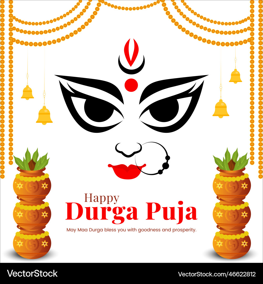 Banner design of indian festival happy durga puja Banner design of indian festival happy durga puja vector image