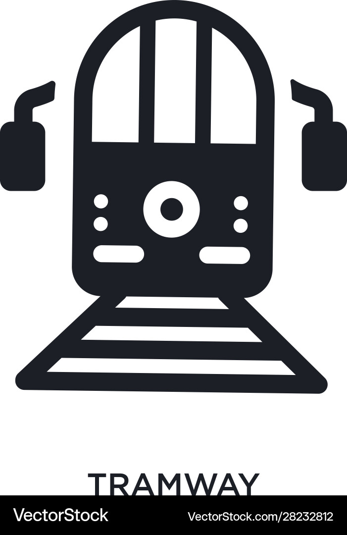 Black tramway isolated icon simple element from vector image