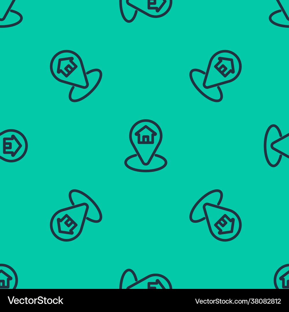 Blue line map pointer with house icon isolated Vector Image