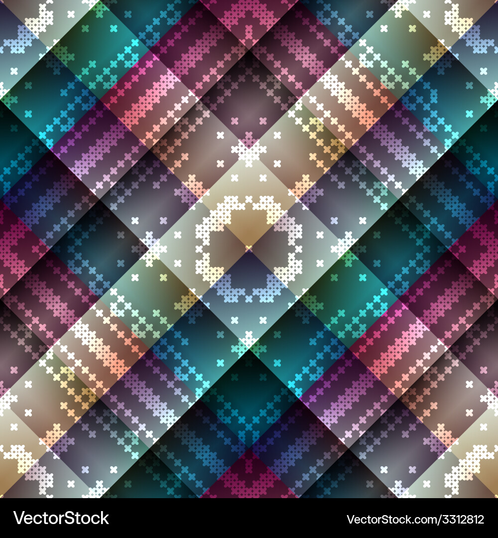 Cross-stitch on geometric abstract pattern Vector Image