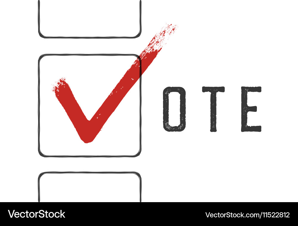 Grunge red checkmarks in checkbox vote concept vector image