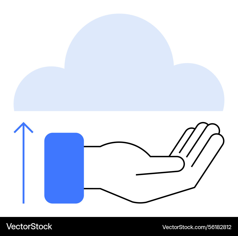 Hand offering upload to cloud icon signifying data Hand offering upload to cloud icon signifying data vector image