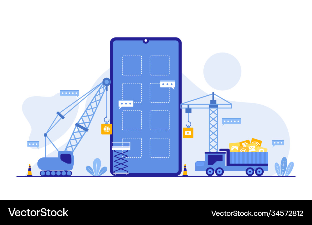 Heavy vehicle build mobile app development Heavy vehicle build mobile app development vector image